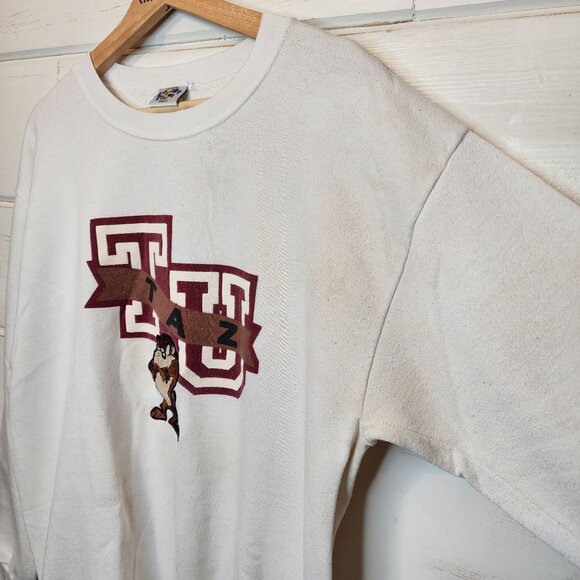 Vintage Looney Tunes Taz University Crewneck Pullover Sweatshirt Medium - Picture 3 of 12